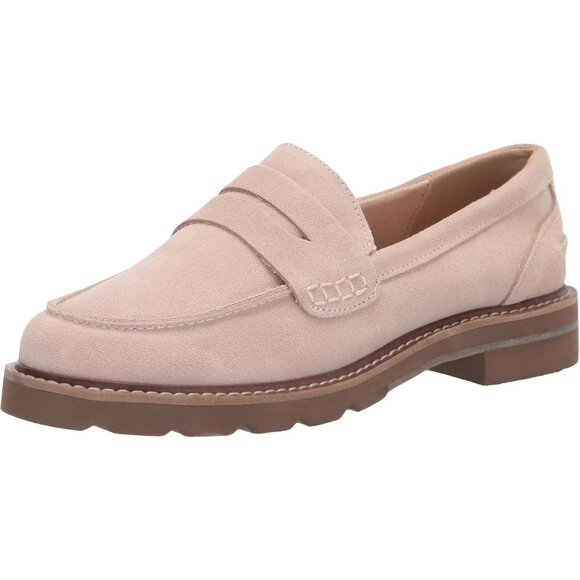 Anne Klein Womens Beige Rubber Low Chunky Heel Rounded Toe Emmylou Loafer Flat - Picture 1 of 9